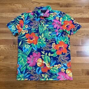 Polo Ralph Lauren Featherweight Mesh Polo Shirt Mens Large Floral Resortwear